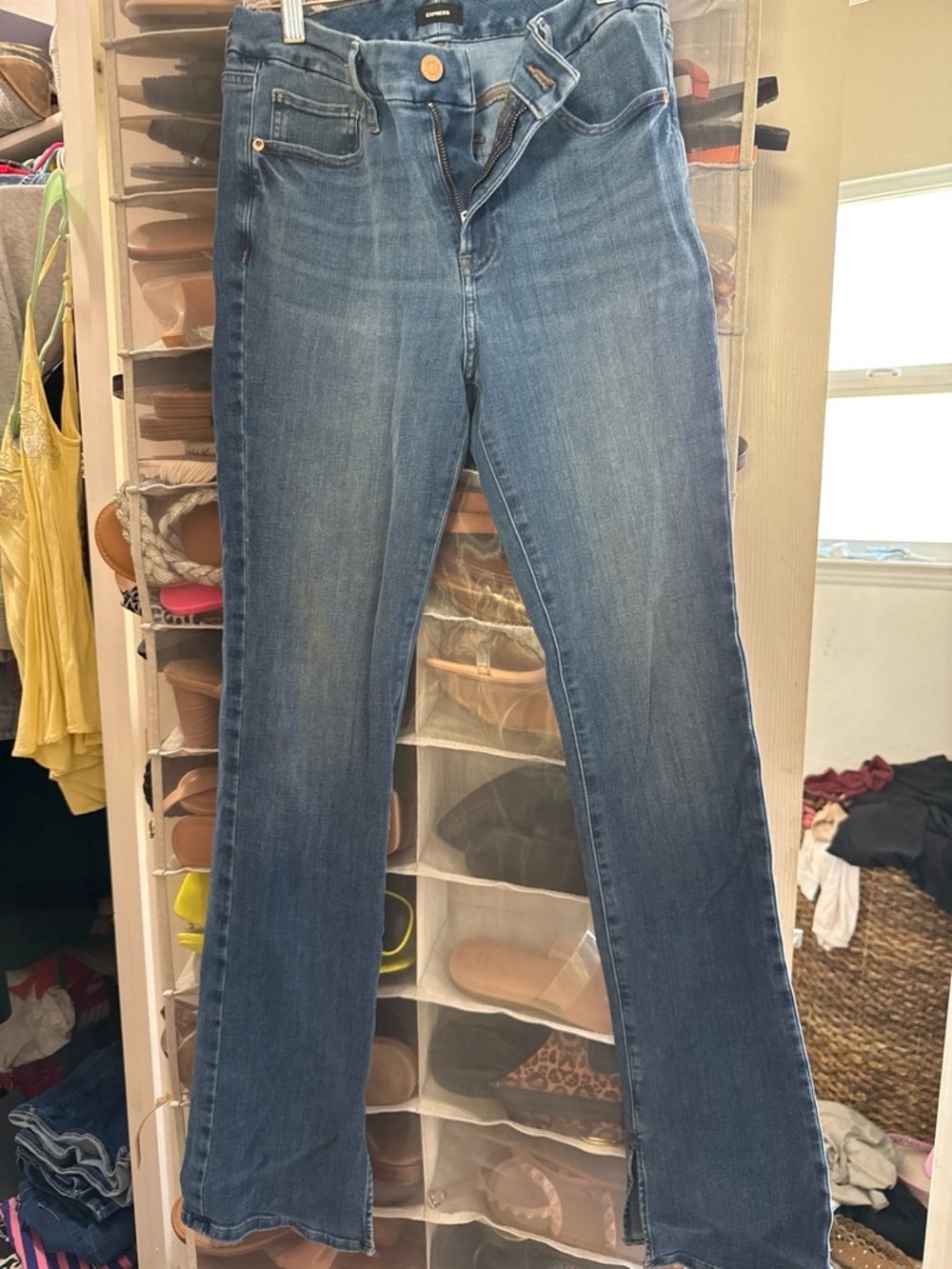 Express Women's Boot Cut Jeans in Medium Blue Wash